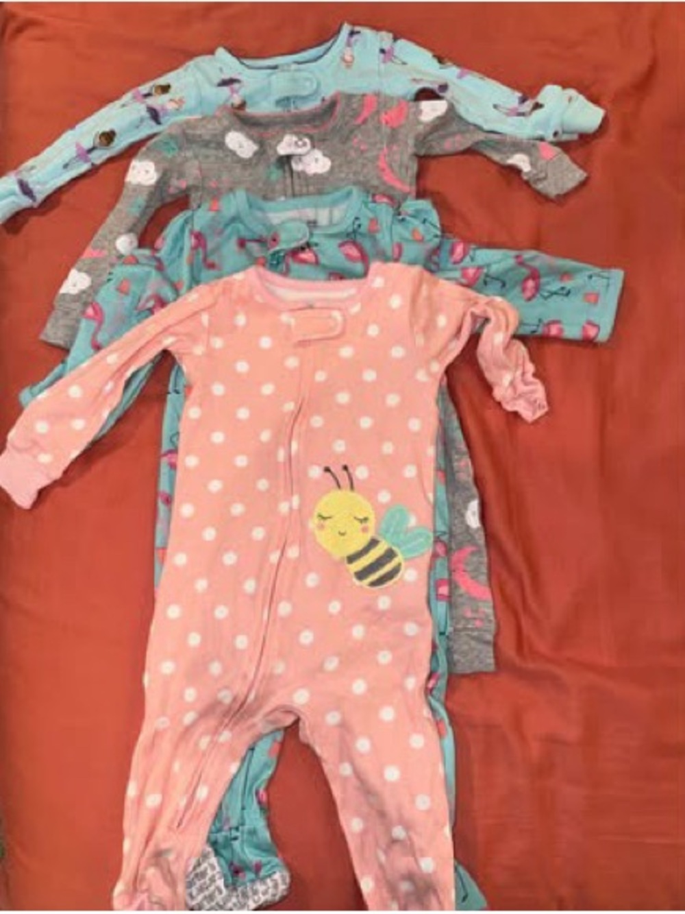 Carter's Pink Polka Dot Bee Sleep and Play One-Piece
